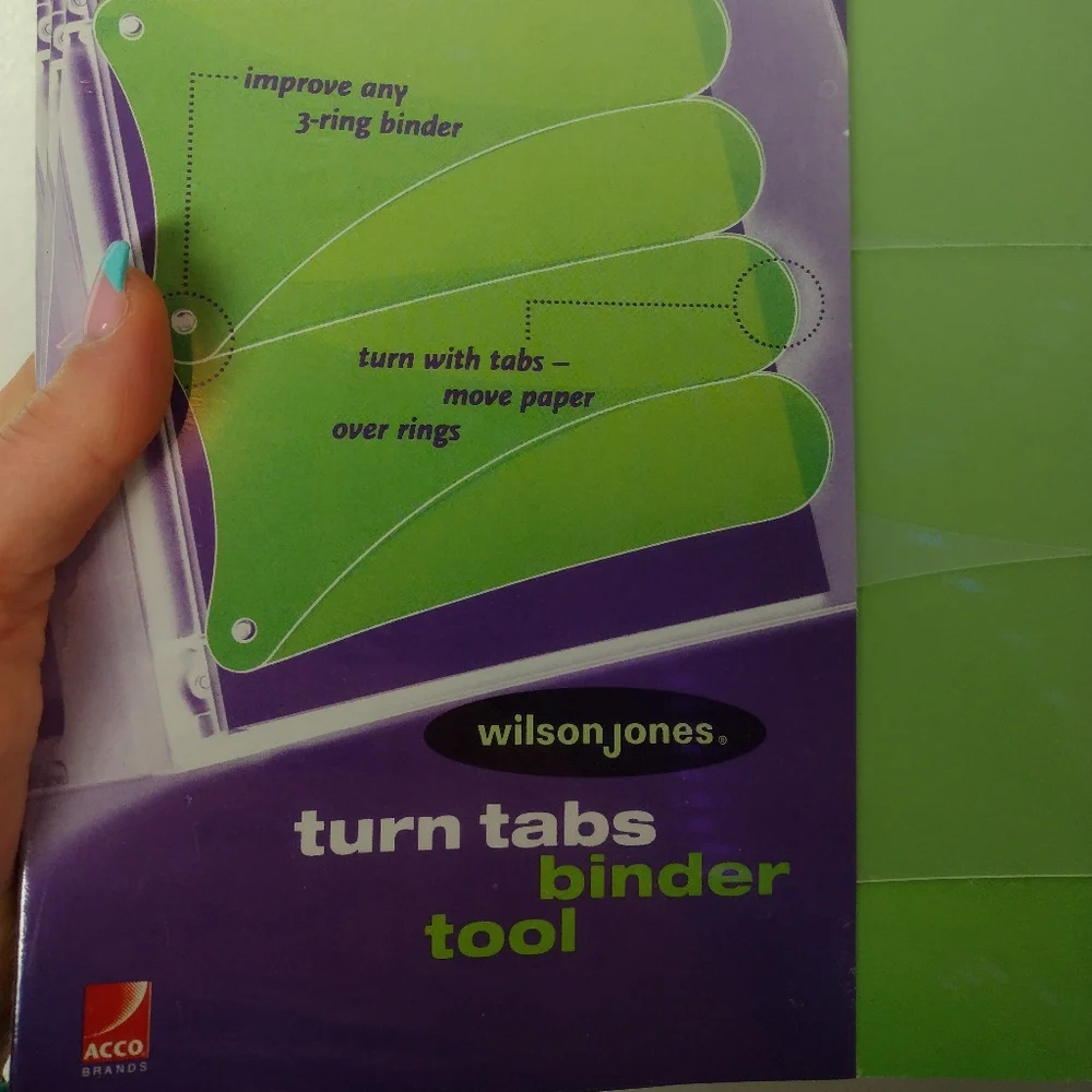 Wilson Jones Turn Tabs Binder Tool 4 Dividers Use in 3 Ring Binder